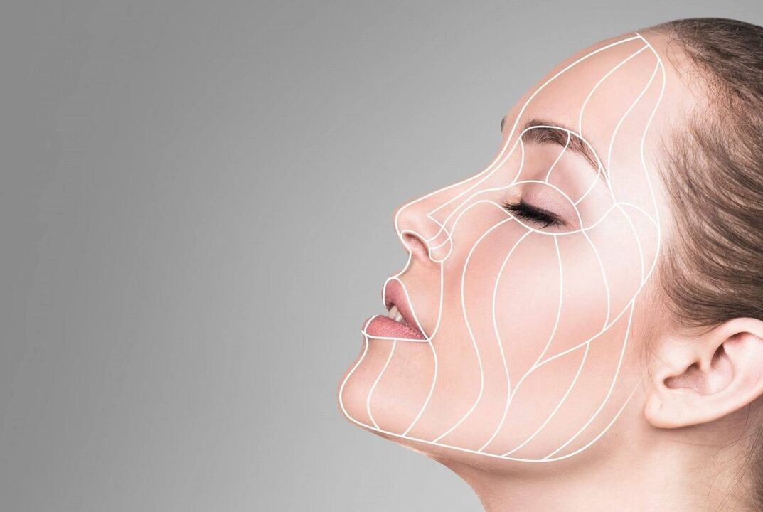 Facial massage line to make the skin younger